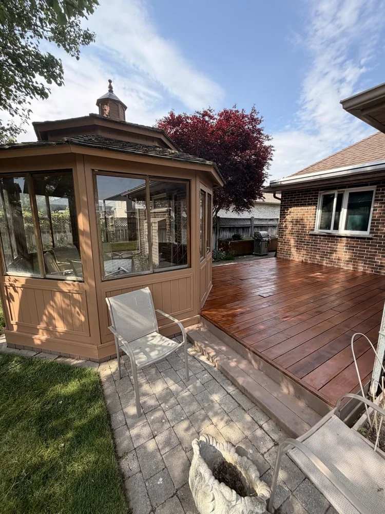 Gazebo recoated and deck stained in Dorchester, Ontario
