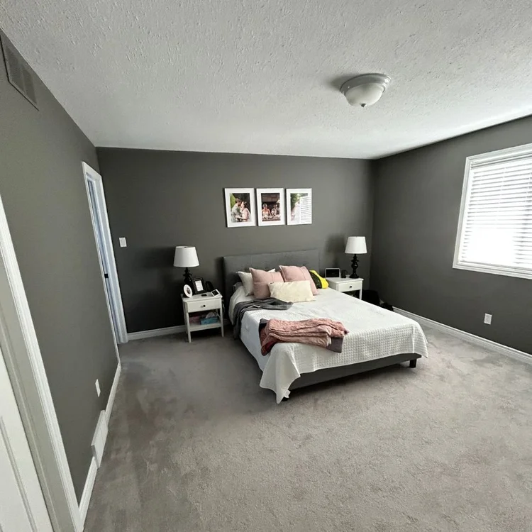 Modern hallway with smooth walls and sharp trim lines.