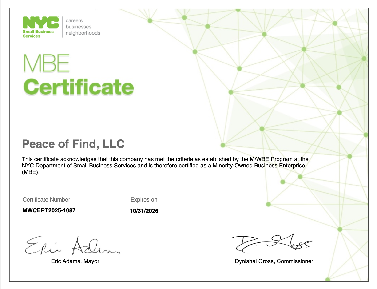 NYC M/WBE Certificate