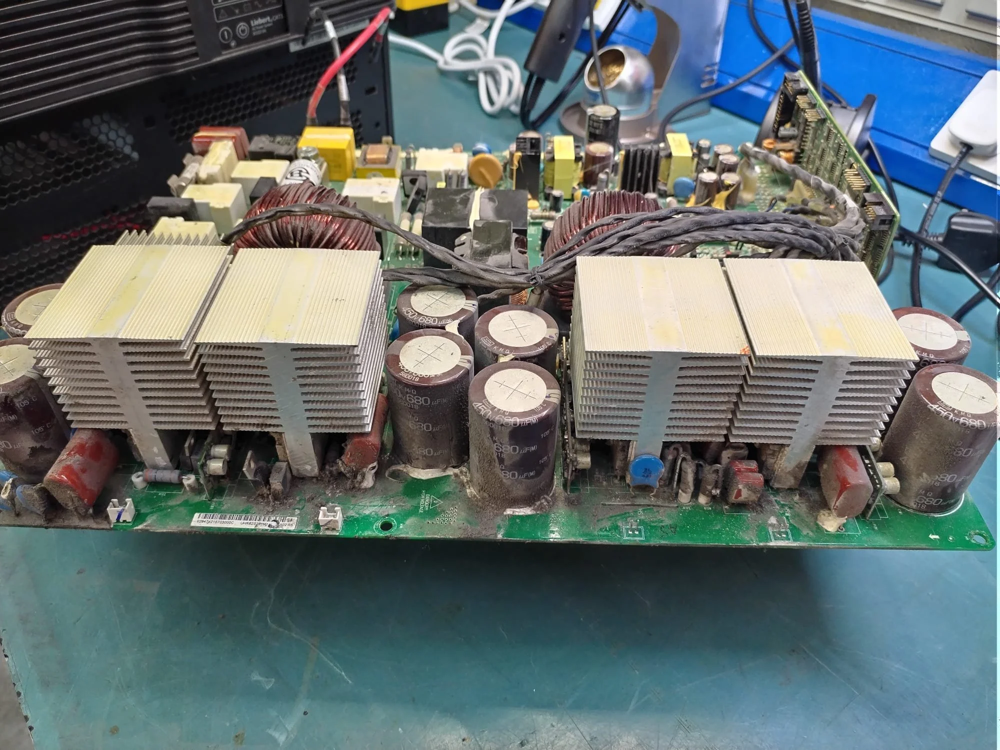 Multi-output industrial power supply undergoing component-level repair — Northern Power Electronics, Newcastle