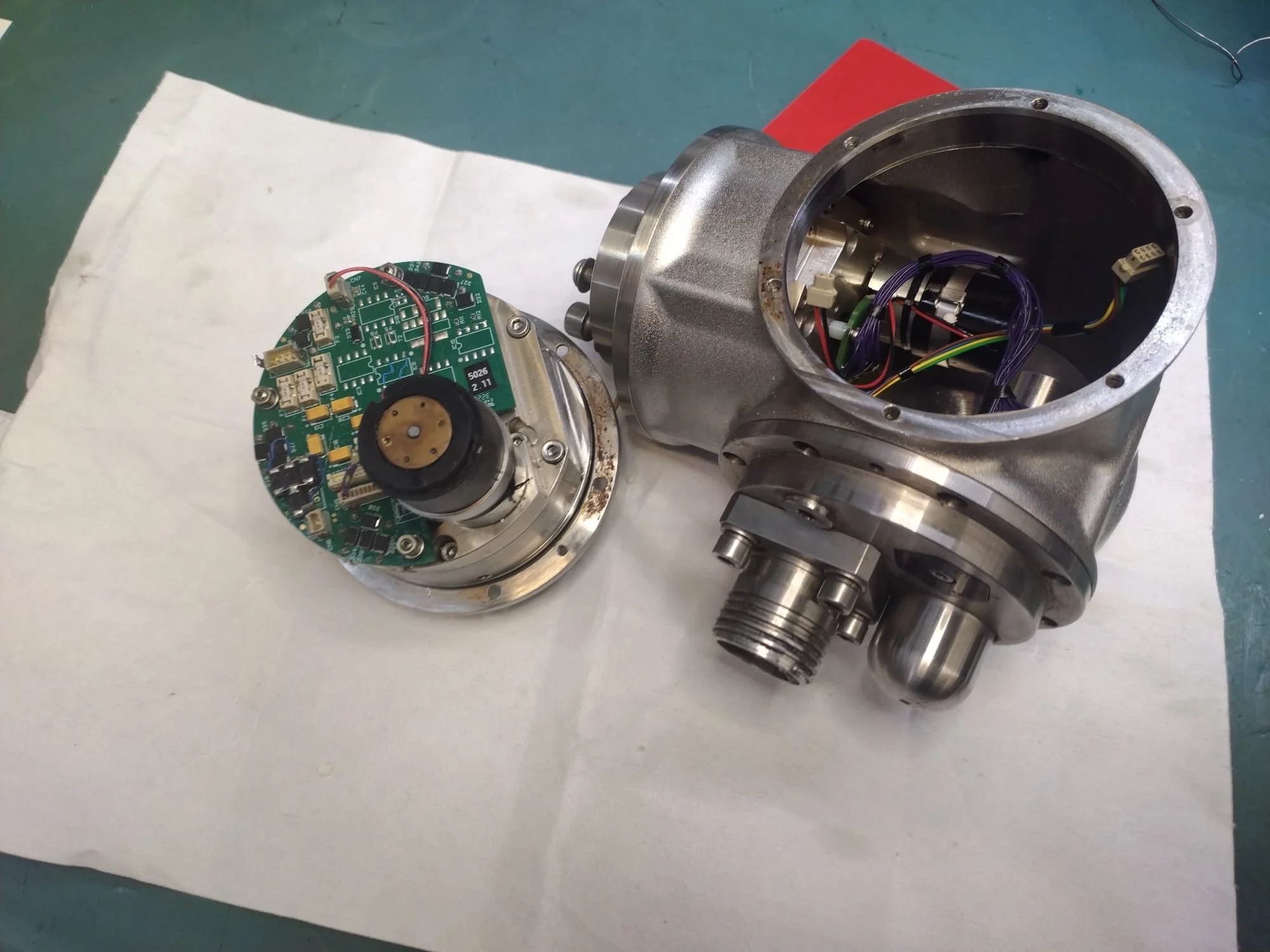 Sub-Atlantic offshore pan and tilt unit in NPE workshop Newcastle for electronics repair
