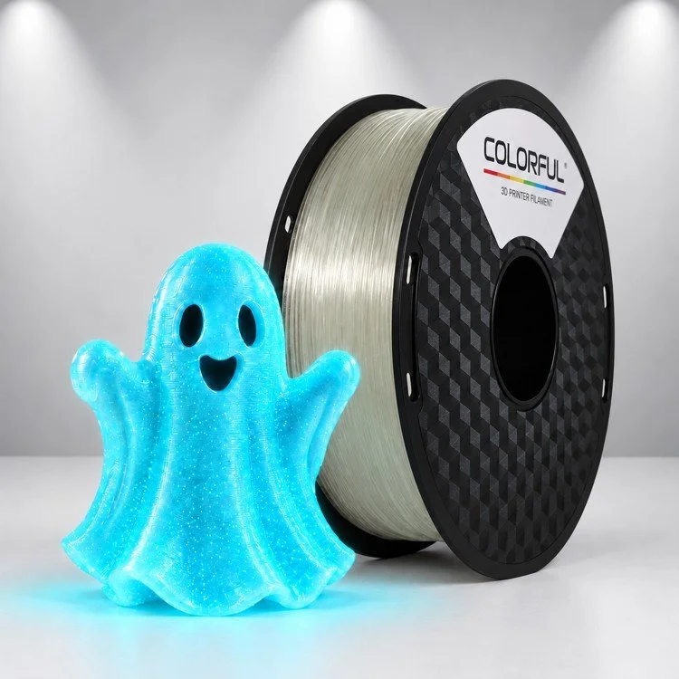 Firefly Blue Glow PLA with a printed project example