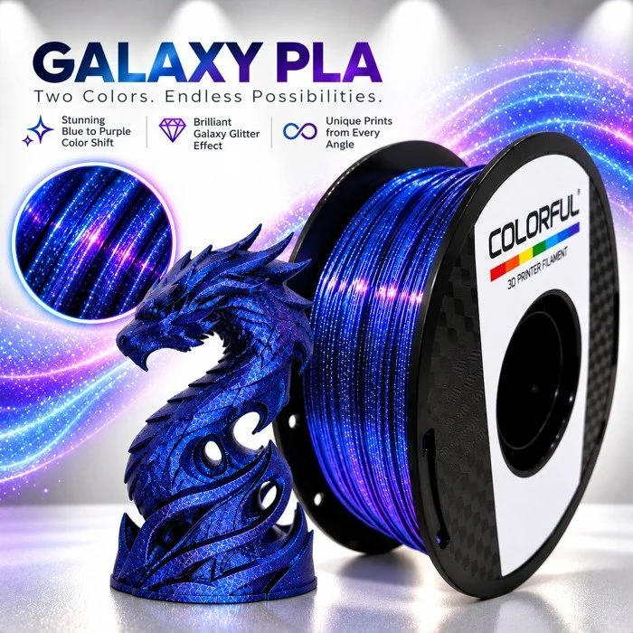 Galaxy PLA with a printed project example