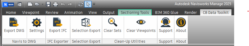 C8 Data Navisworks Toolkit ribbon