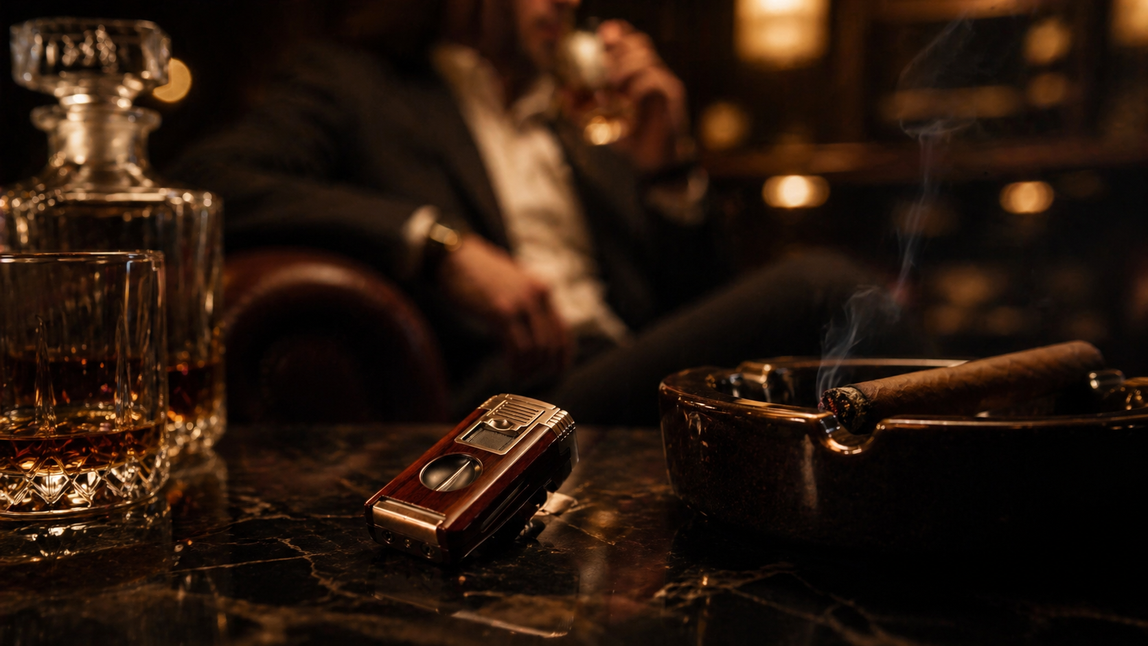 Ash & Ember lighter in box by fireplace