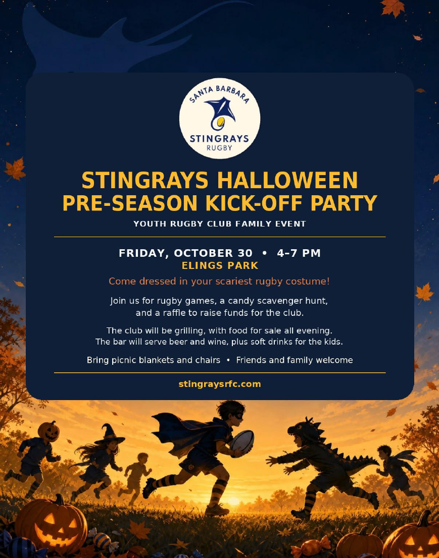 Halloween pre-season kick-off party: Friday October 30, 4–7 PM at Elings Park