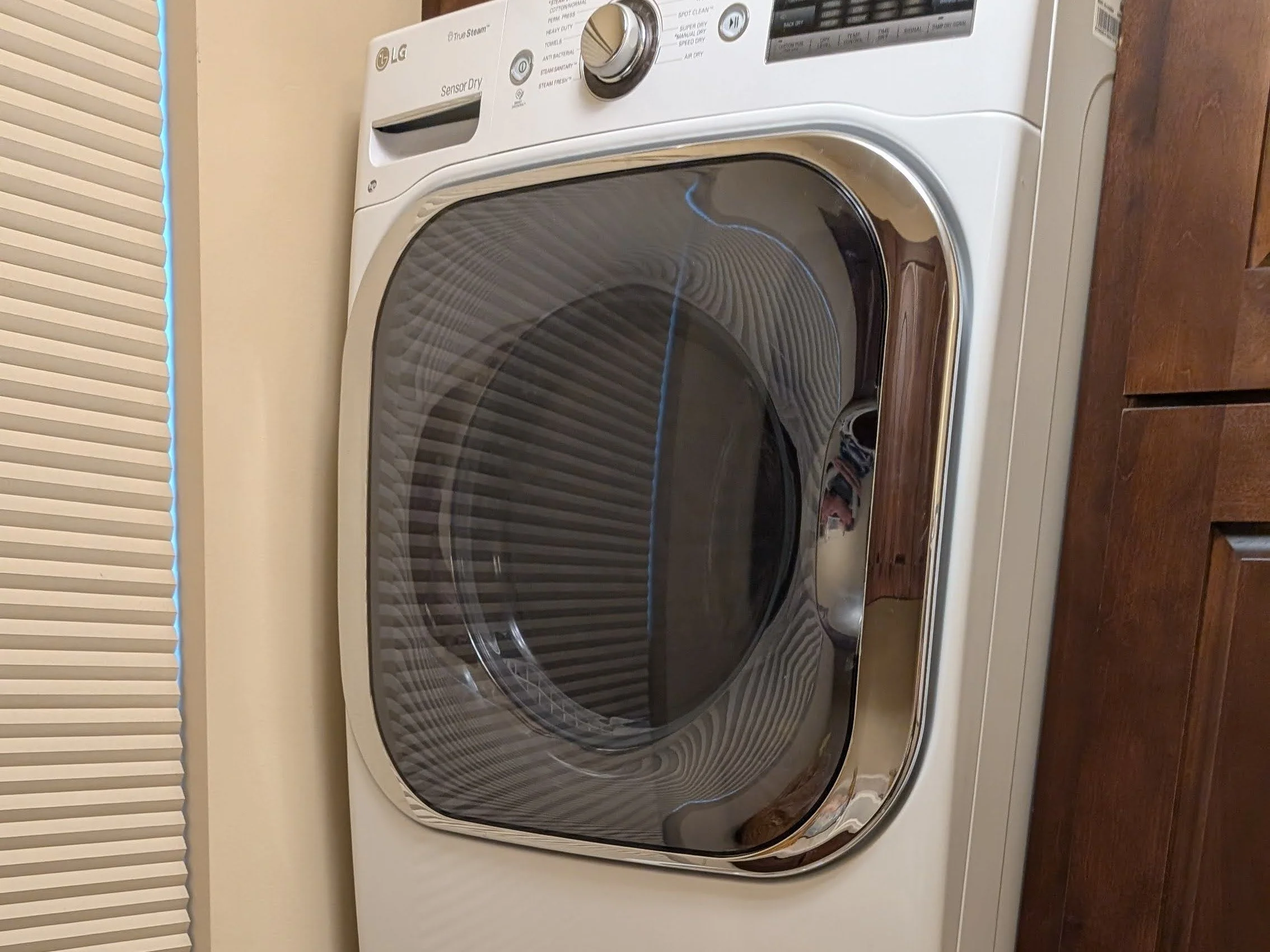 LG dryer in a laundry room