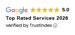 Google 5.0 star rated builder, Top Rated Services 2026, verified by Trustindex