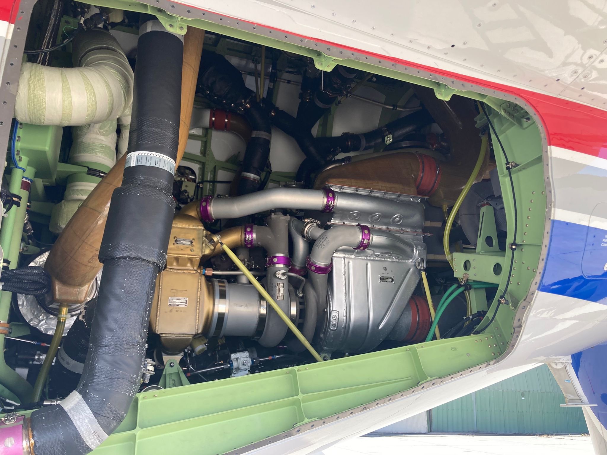Gulfstream engine bay open for inspection