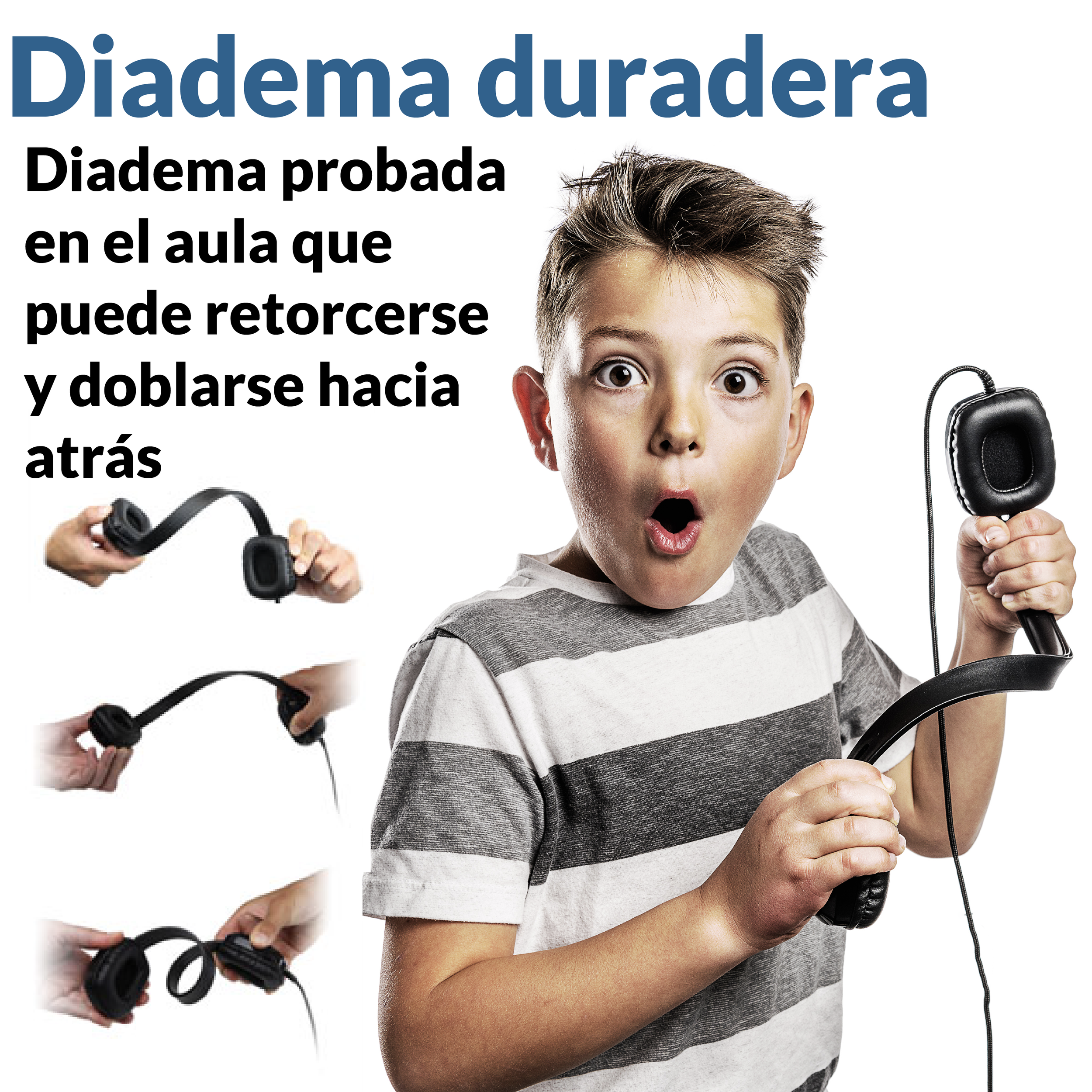 Diadema ajustable que se adapta a niños y adultos