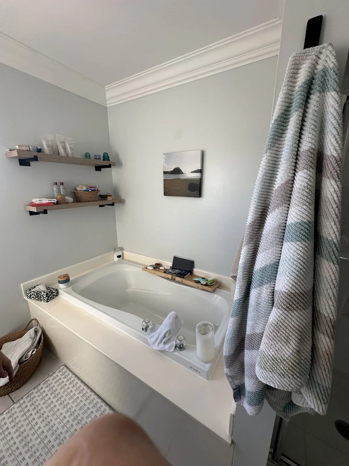 Bathtub area before bathroom renovation in Oakville