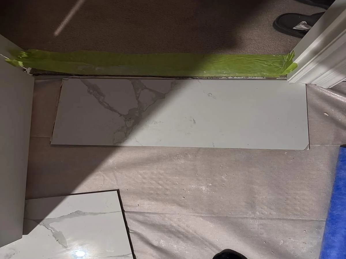 Bathroom tile detail and finishing work