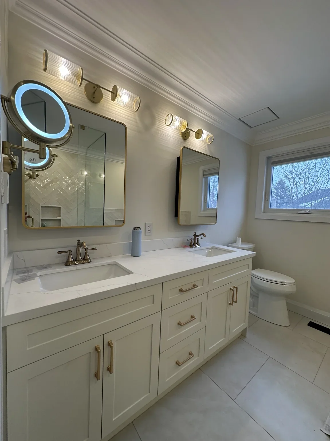 Custom double vanity installed during Oakville bathroom renovation