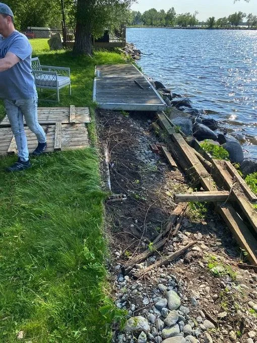 Damage and debris found along shoreline