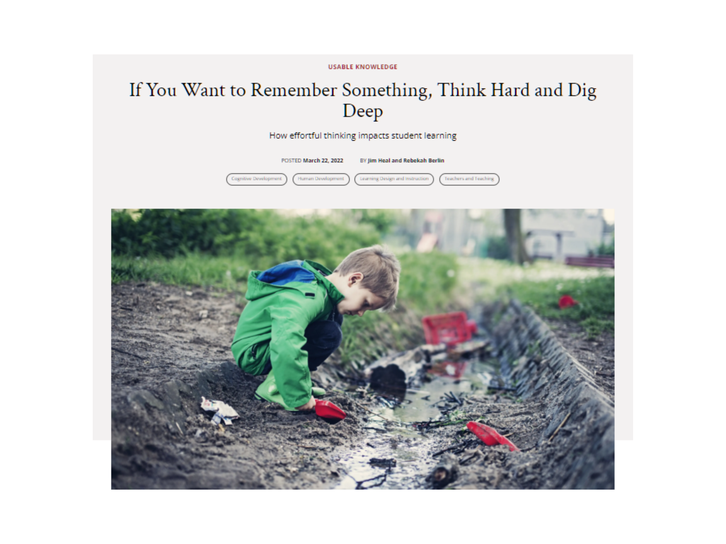 If You Want to Remember Something, Think Hard and Dig Deep
