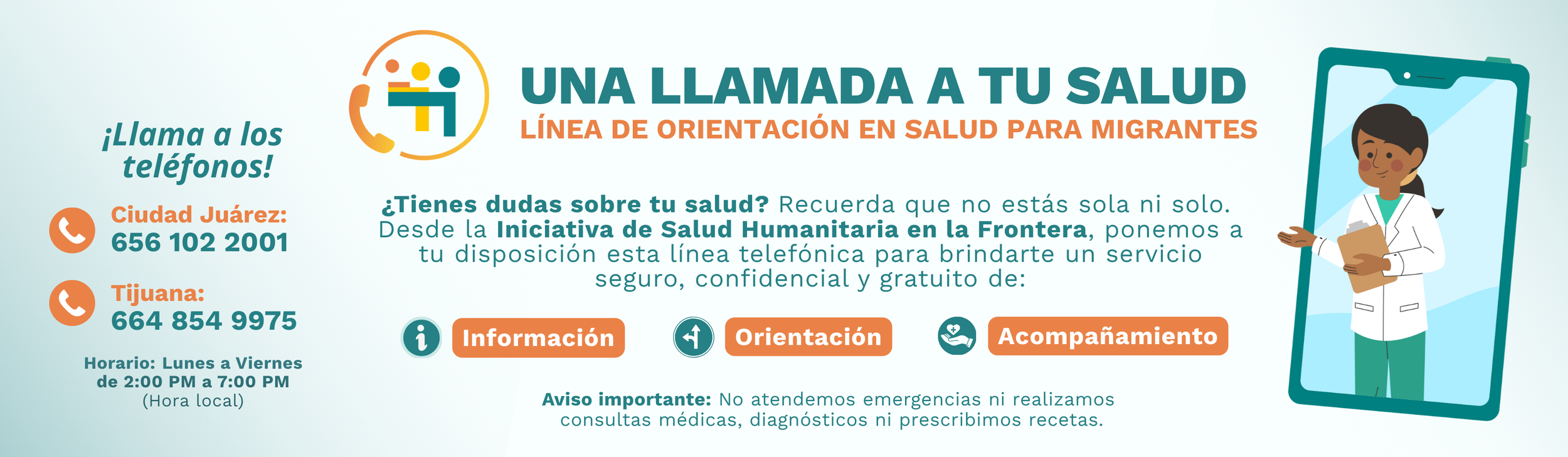 Una Llamada a Tu Salud — Línea de Orientación en Salud para Migrantes