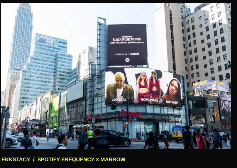 EKKSTACY Spotify Frequency and Marrow billboard in Times Square