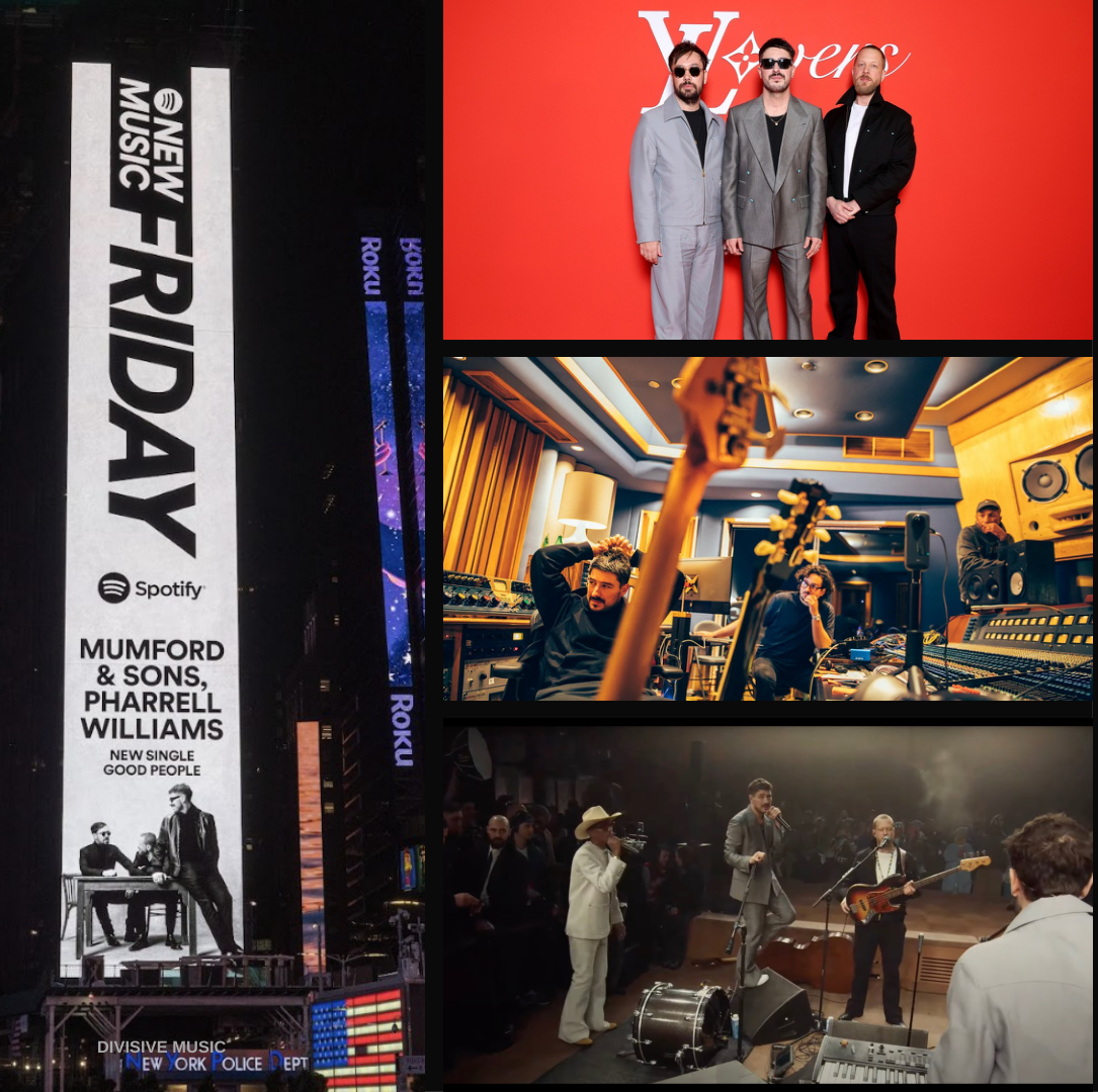 Mumford and Sons with Pharrell at Louis Vuitton and Good People campaign imagery
