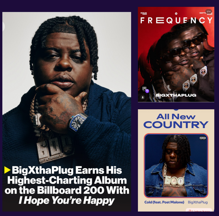 BigXthaPlug Billboard 200 achievement and Spotify campaign placements