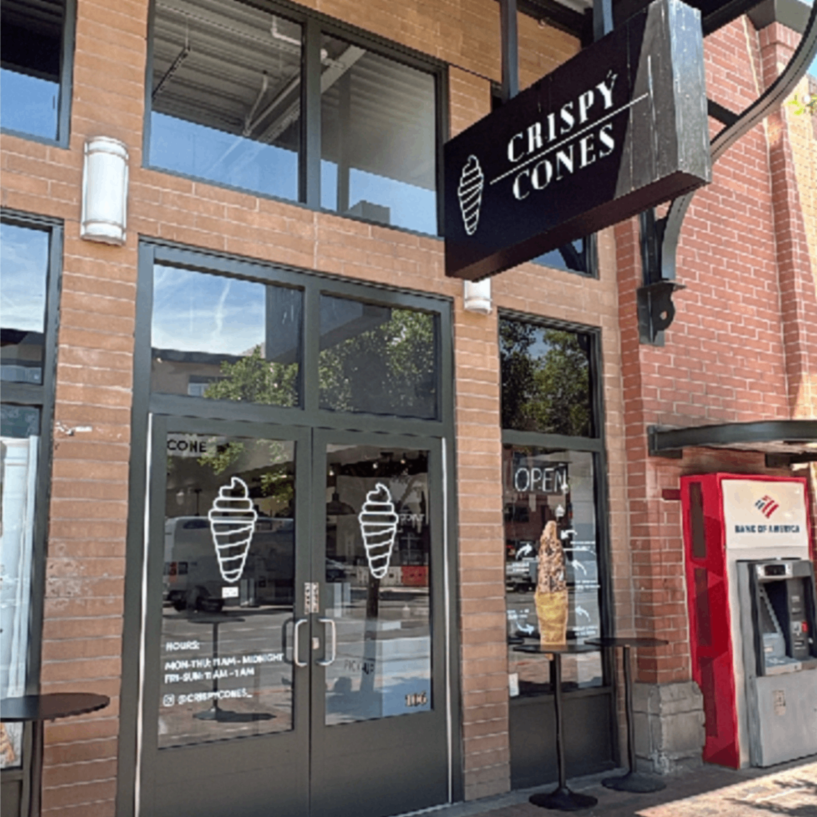 Crispy Cones storefront on Mill Avenue in downtown Tempe, Arizona