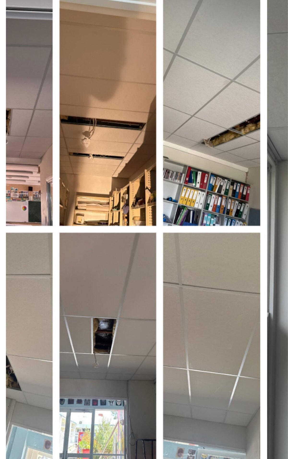 Completed ceiling tiles installed in classrooms