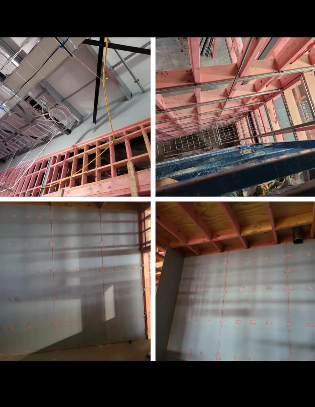 Timber framing with plasterboard lining and sealant detail