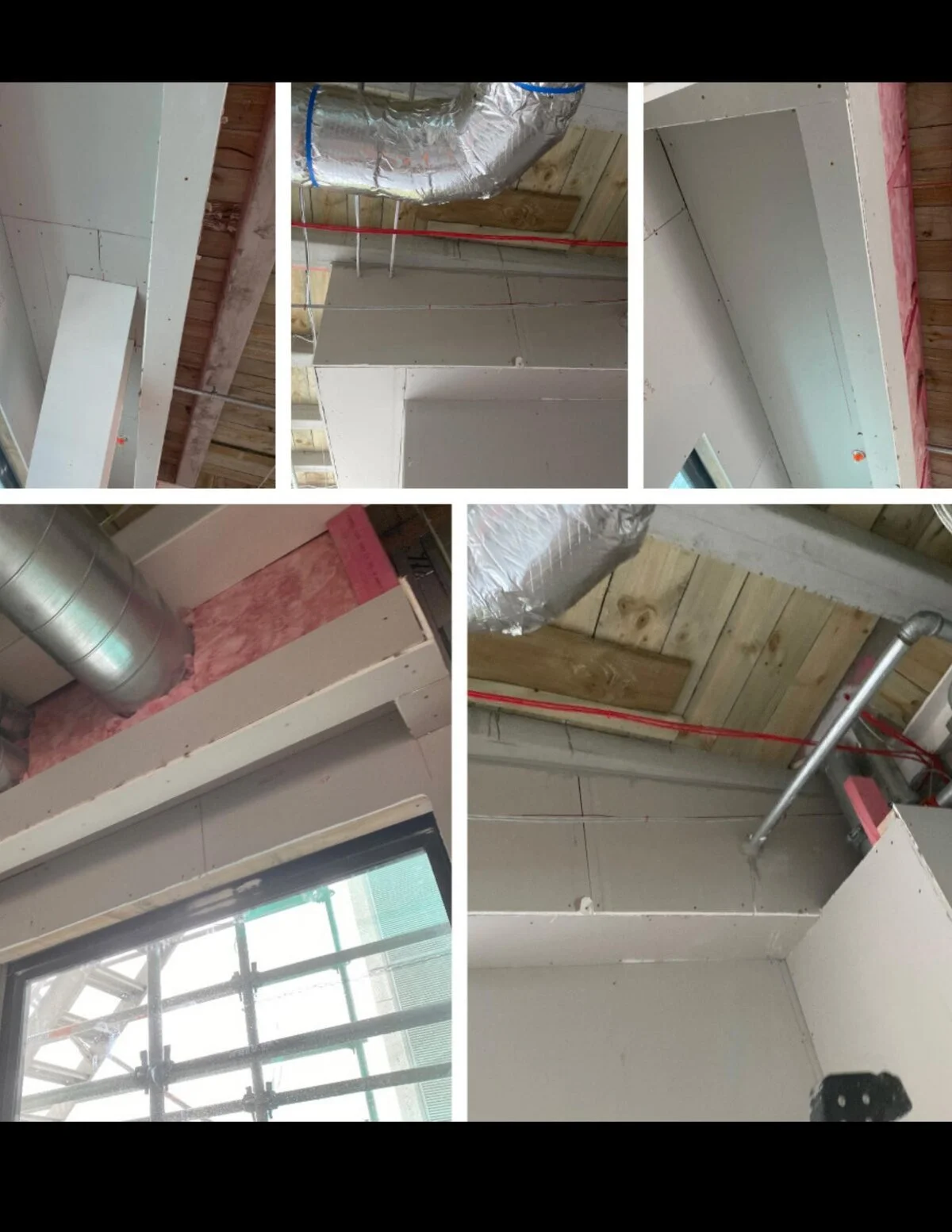 Plasterboard lining and bulkhead details