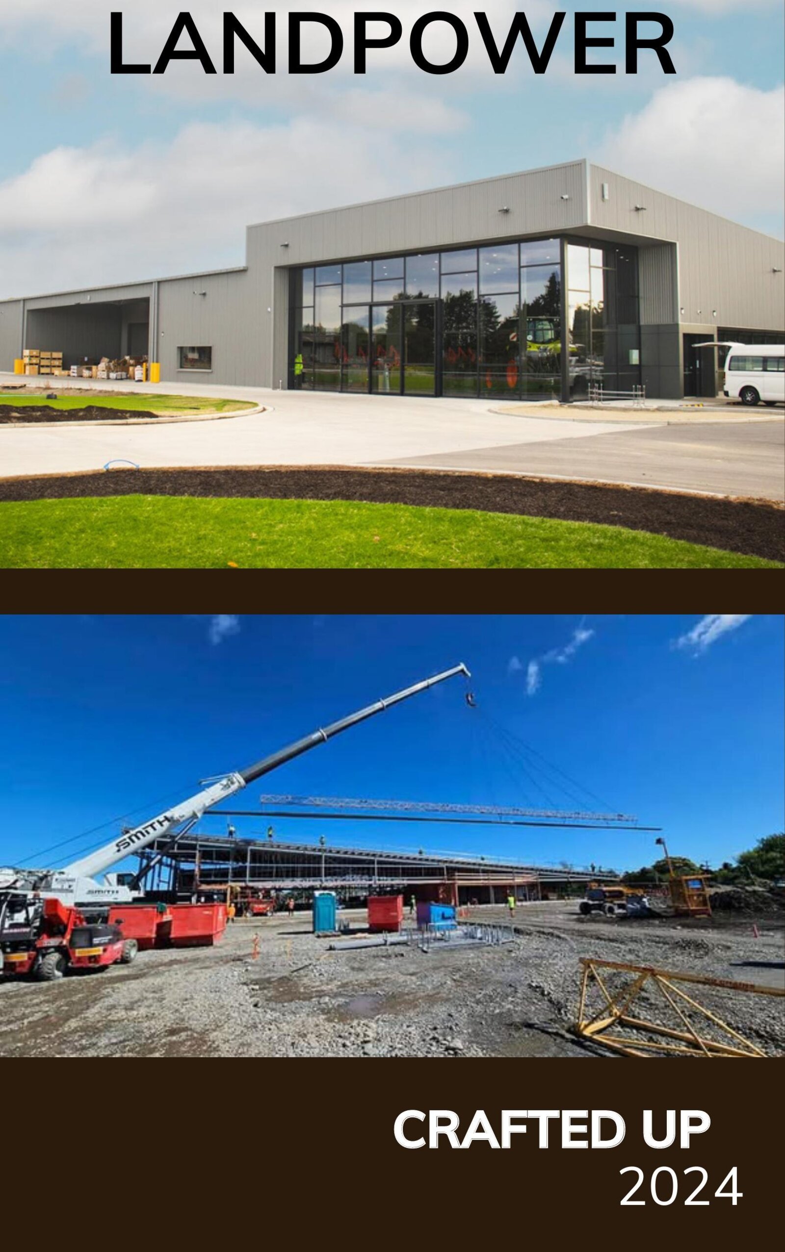 Completed CLAAS Harvest Centre exterior and construction site view