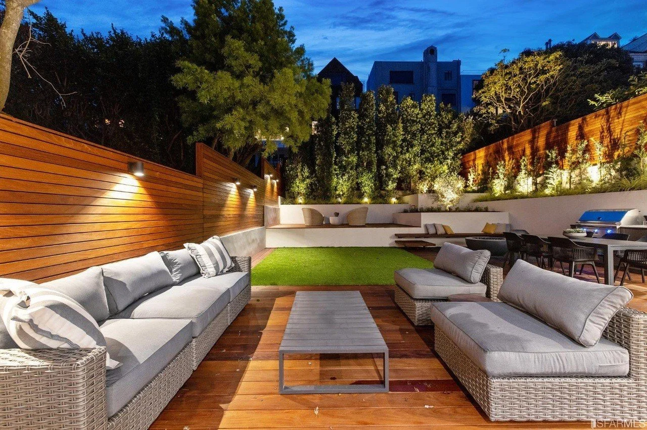 Outdoor lounge with timber seating