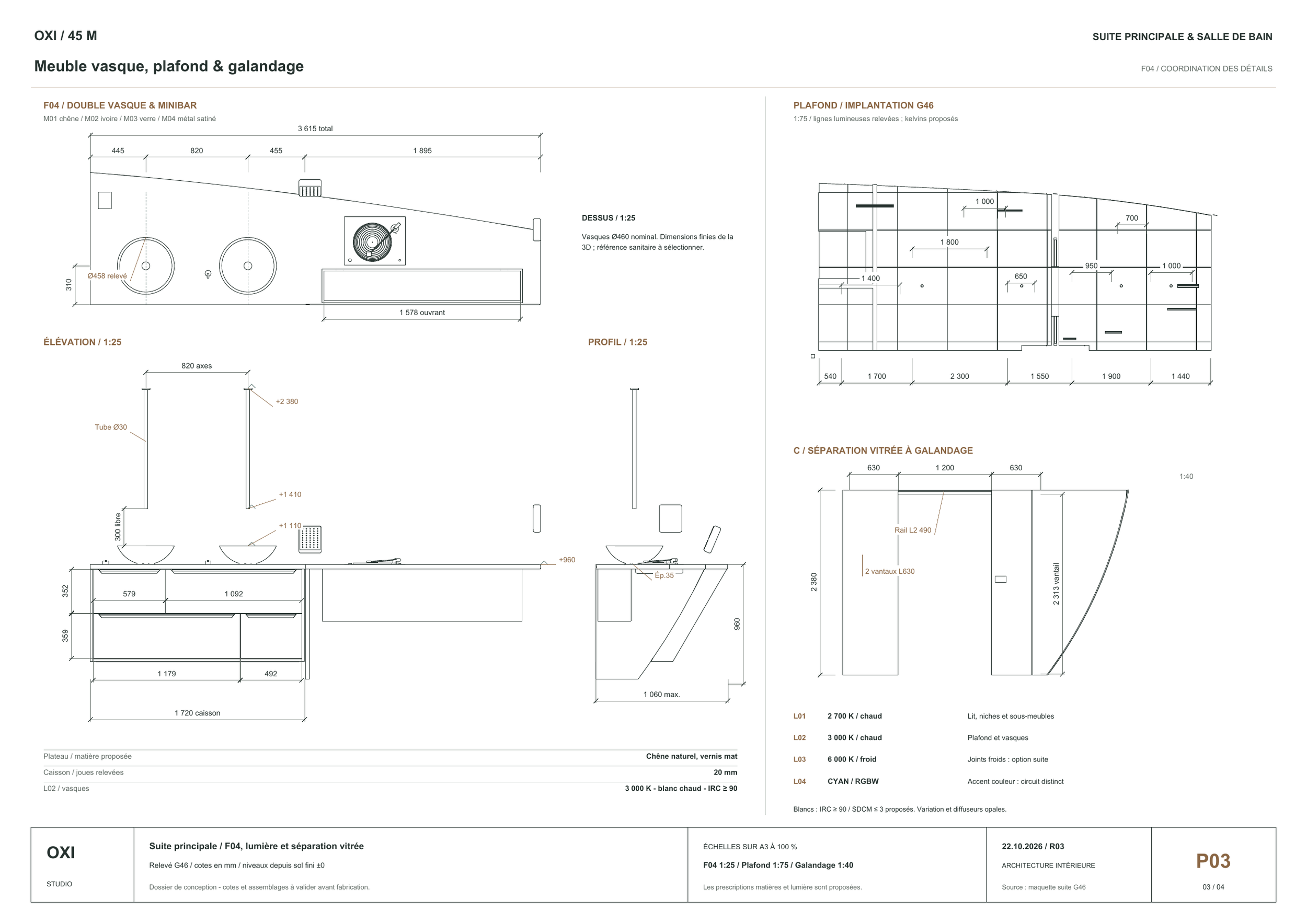 P03 — Vasques, plafond & galandage