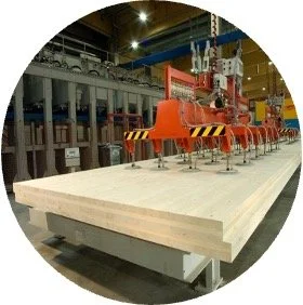 CLT panels on a production line
