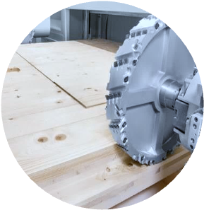 CNC cutter machining a CLT panel
