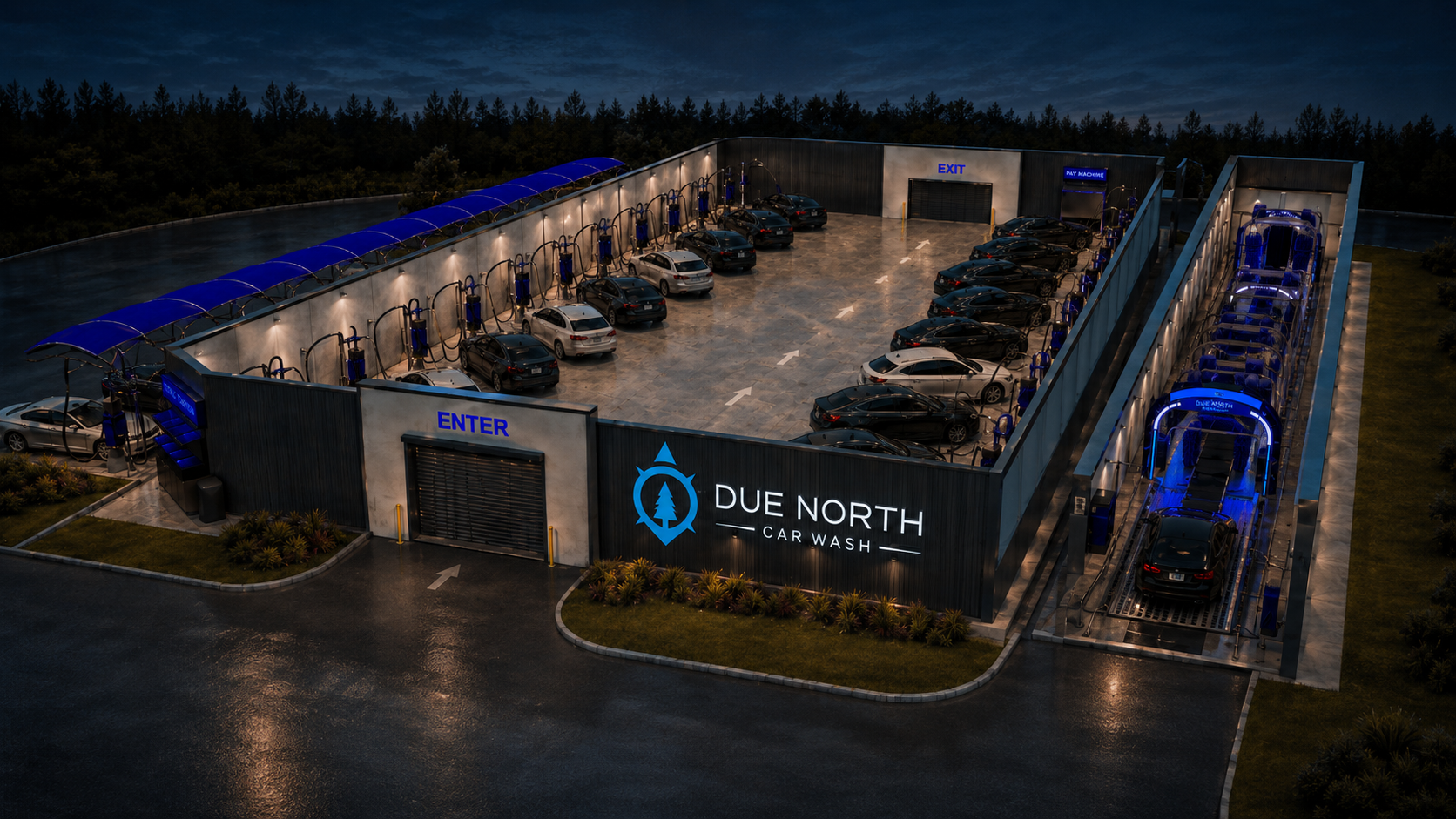 Concept rendering of the Due North Albertville wash and indoor cleaning center
