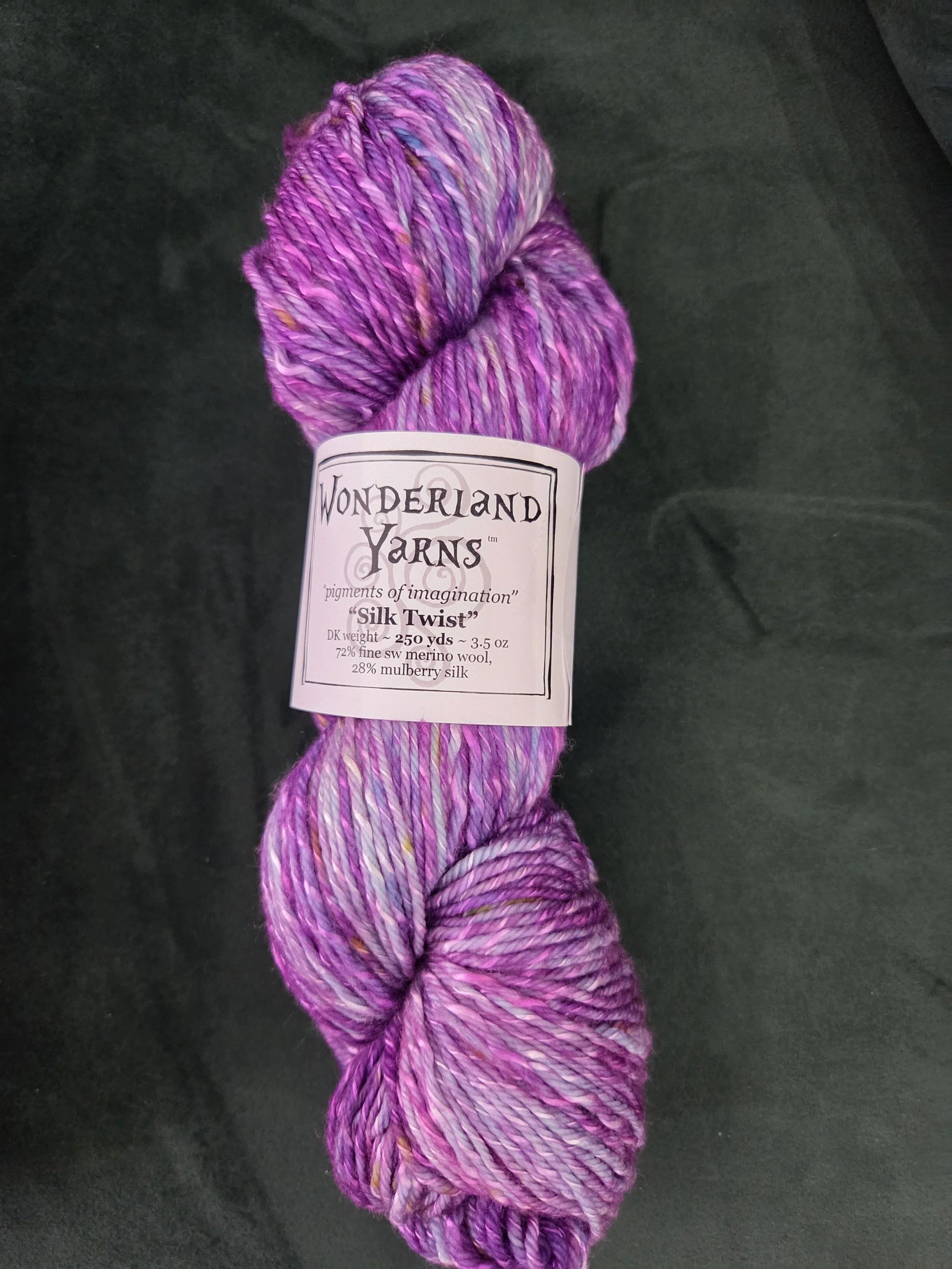 Hand-dyed DK skein in vivid purple variegation (Wonderland Yarns)