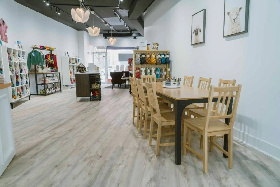 AriYARN Shop and Studio team helping crafters in Park Ridge fiber arts studio