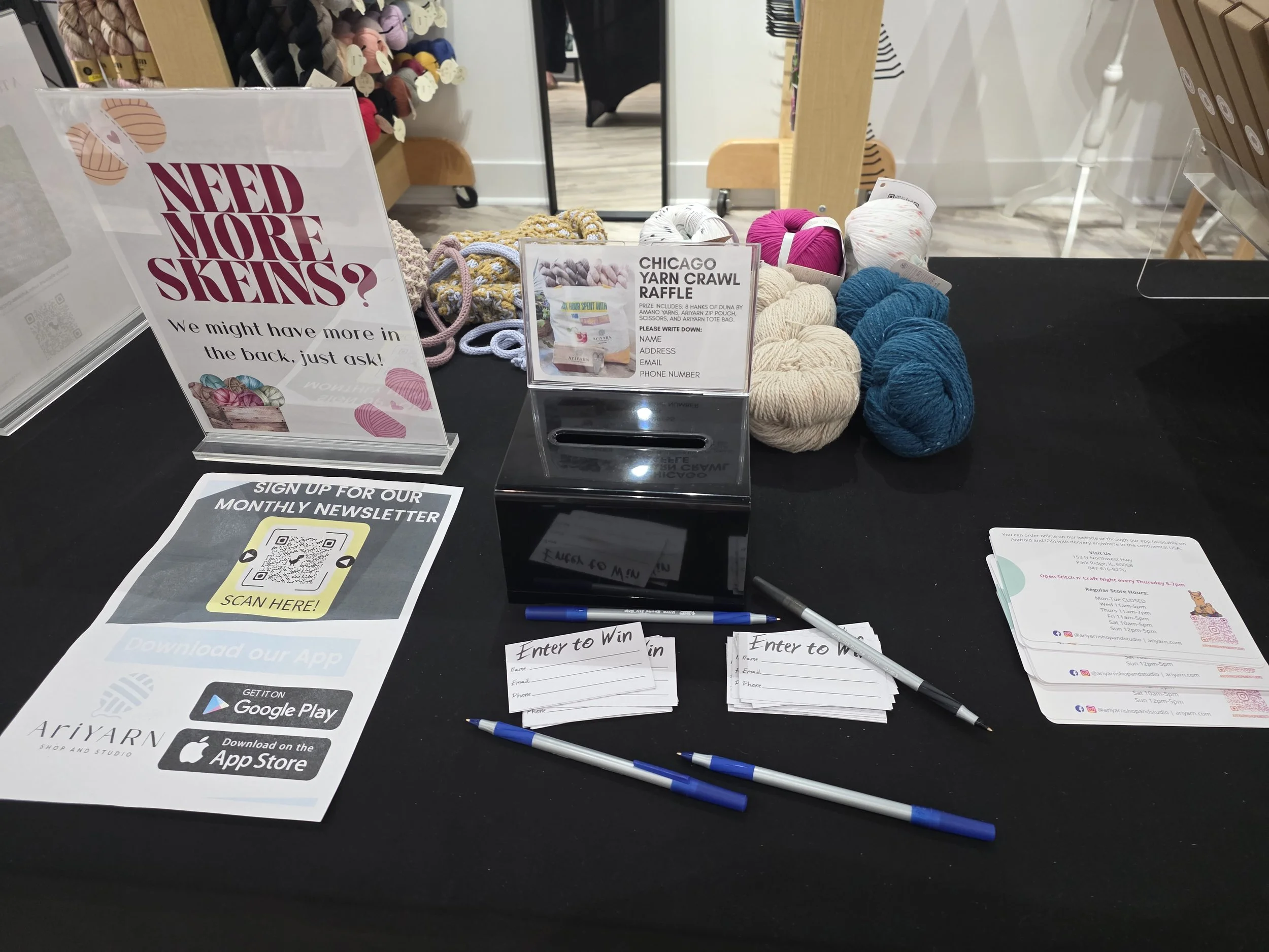 Chicago Yarn Crawl 2026 In-Store Displays and Crawl Swag at AriYARN Shop and Studio