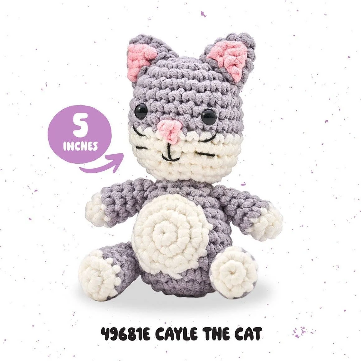 Bucilla Caylee the Cat crochet kit finished plush grey and cream