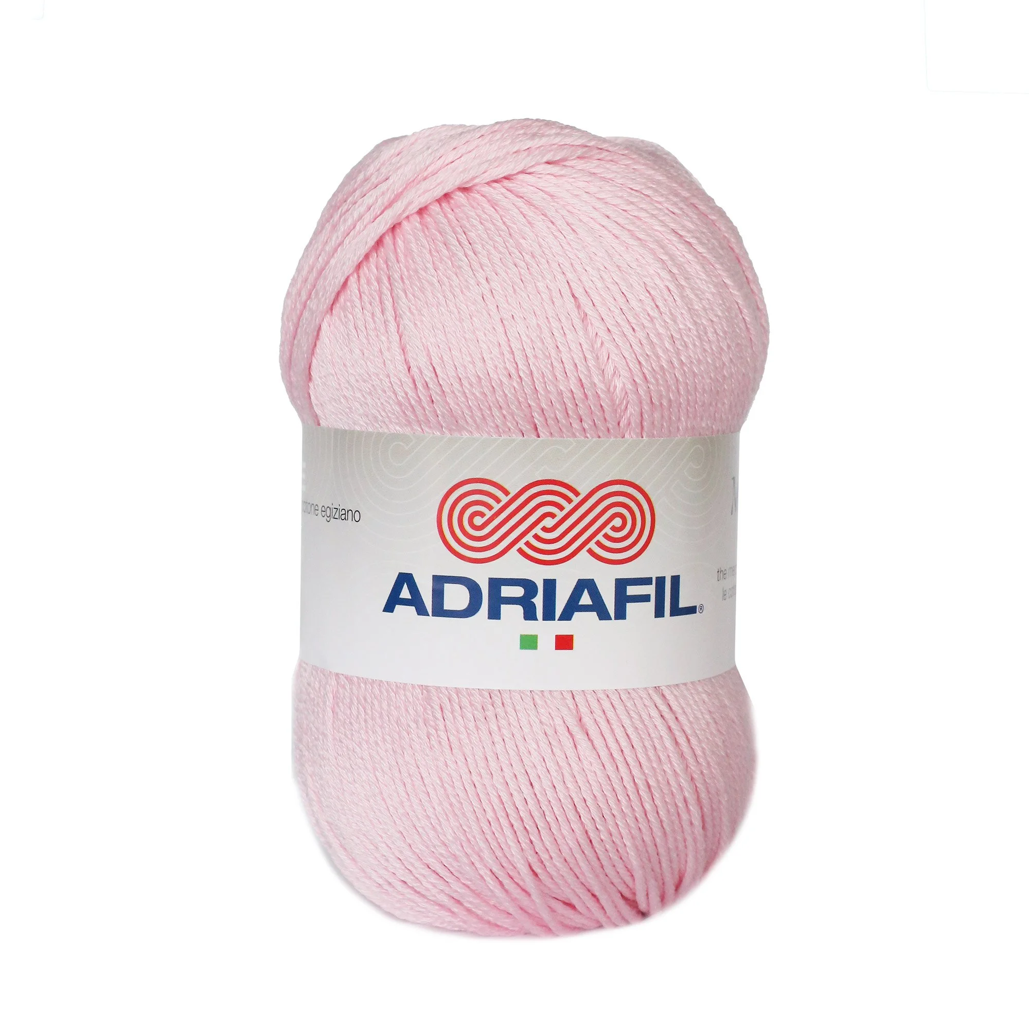 Adriafil Memphis cotton yarn in pink, photographed as a single skein