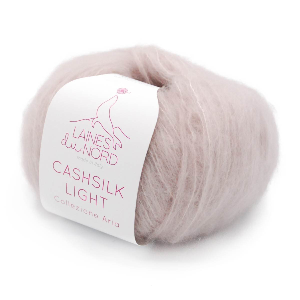Laines du Nord Cashsilk Light yarn in pale pink skein