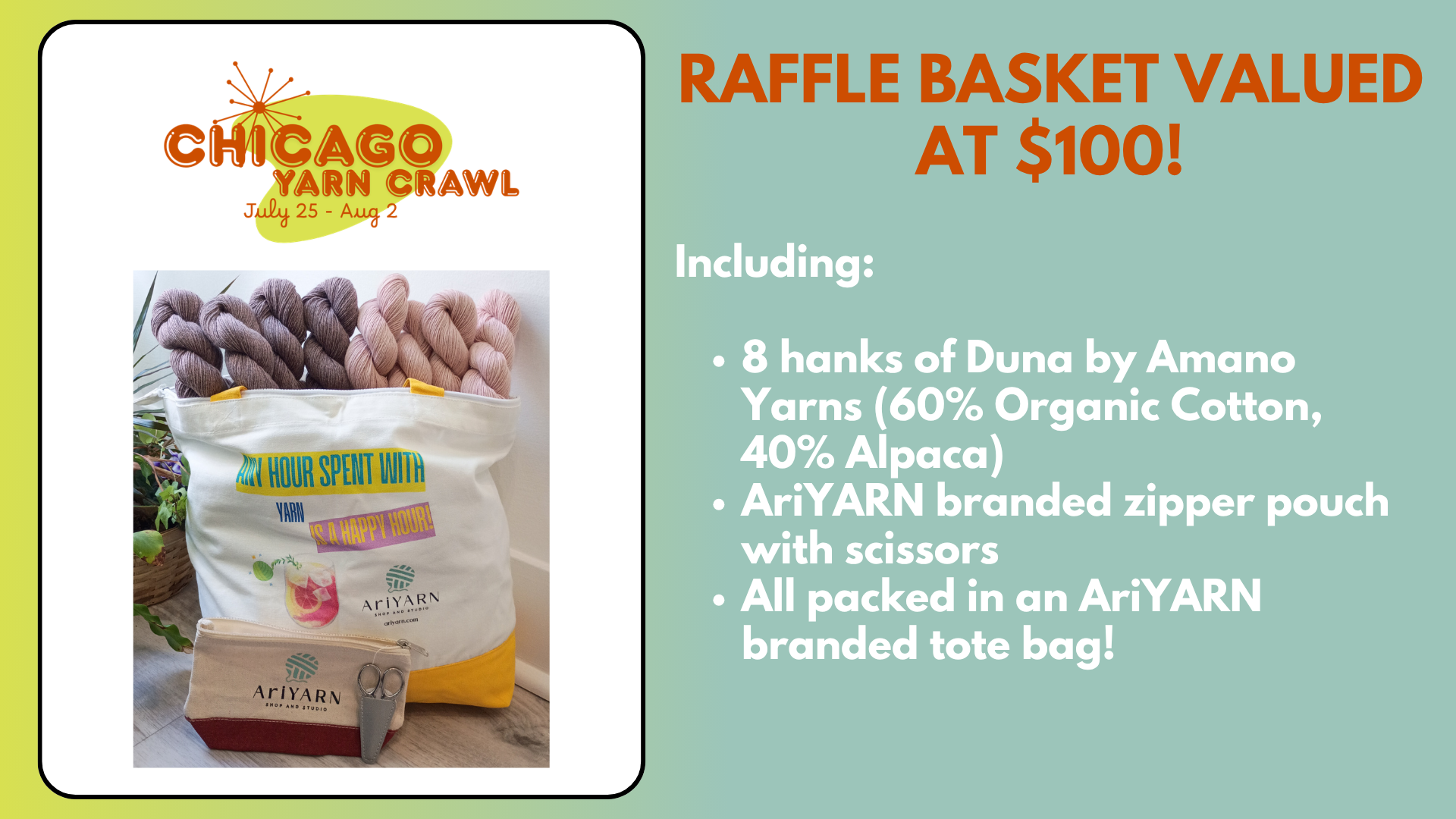 AriYARN Chicago Yarn Crawl Raffle Basket Prize