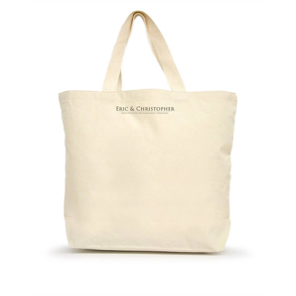 Plain cream canvas project bag with a clean minimalist look for yarn projects