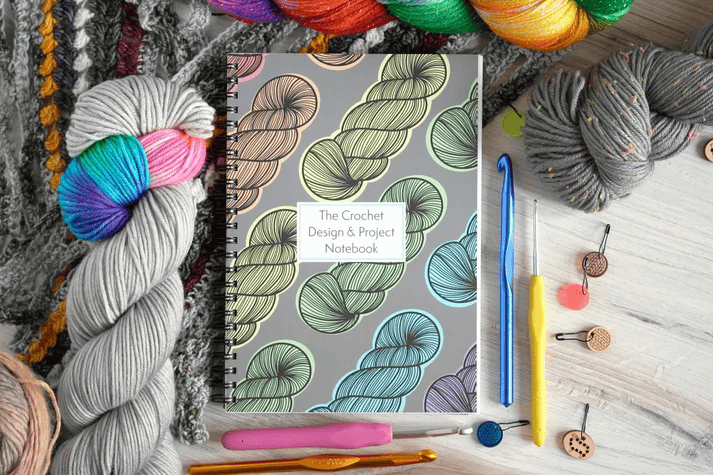 Pastel rainbow crochet notebook by Bri Larson Art at AriYARN Shop and Studio
