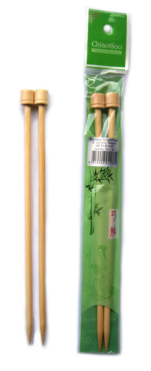 ChiaoGoo bamboo knitting needles in premium packaging wooden pair