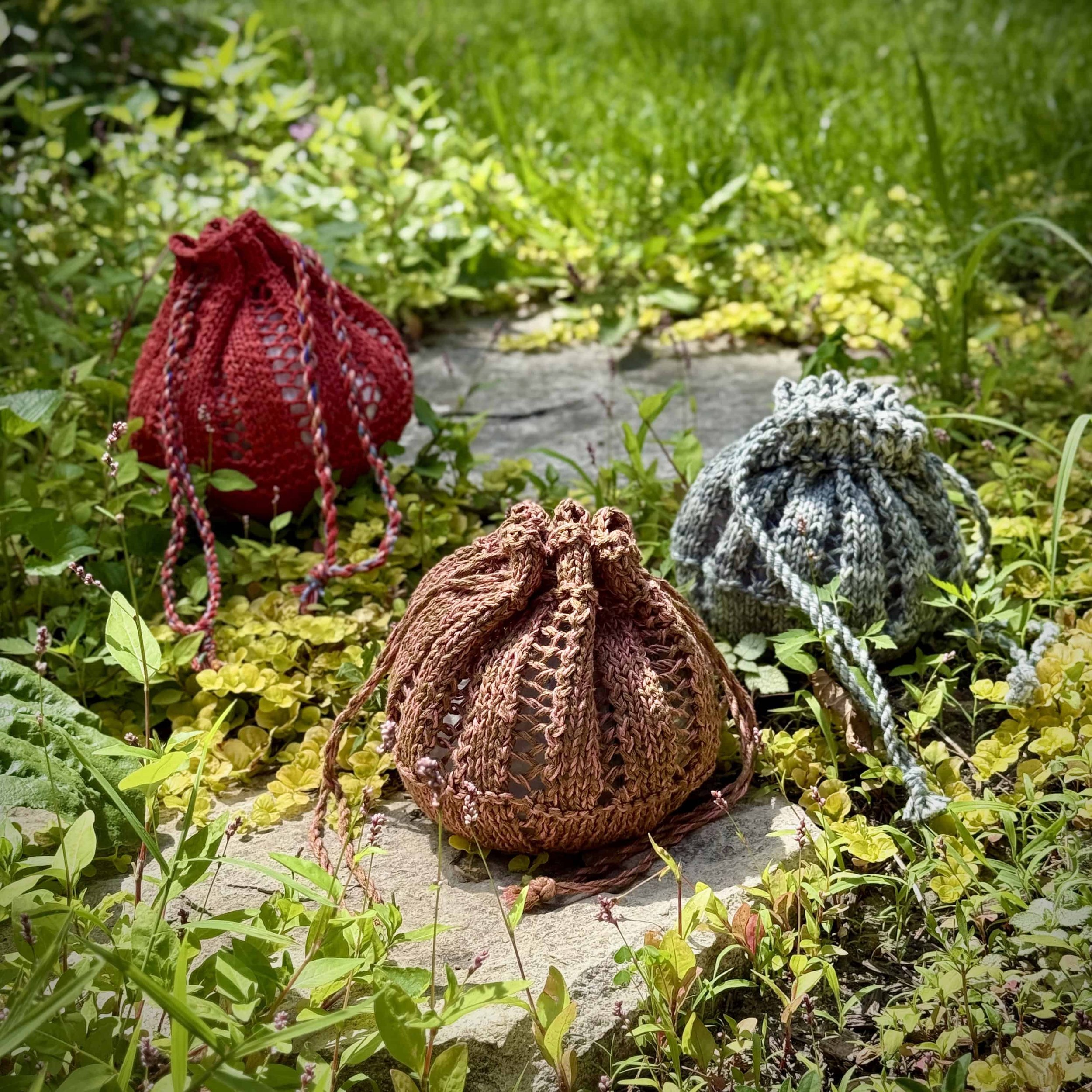 Lace and Lore Drawstring Bag pattern exclusive for Chicago Yarn Crawl