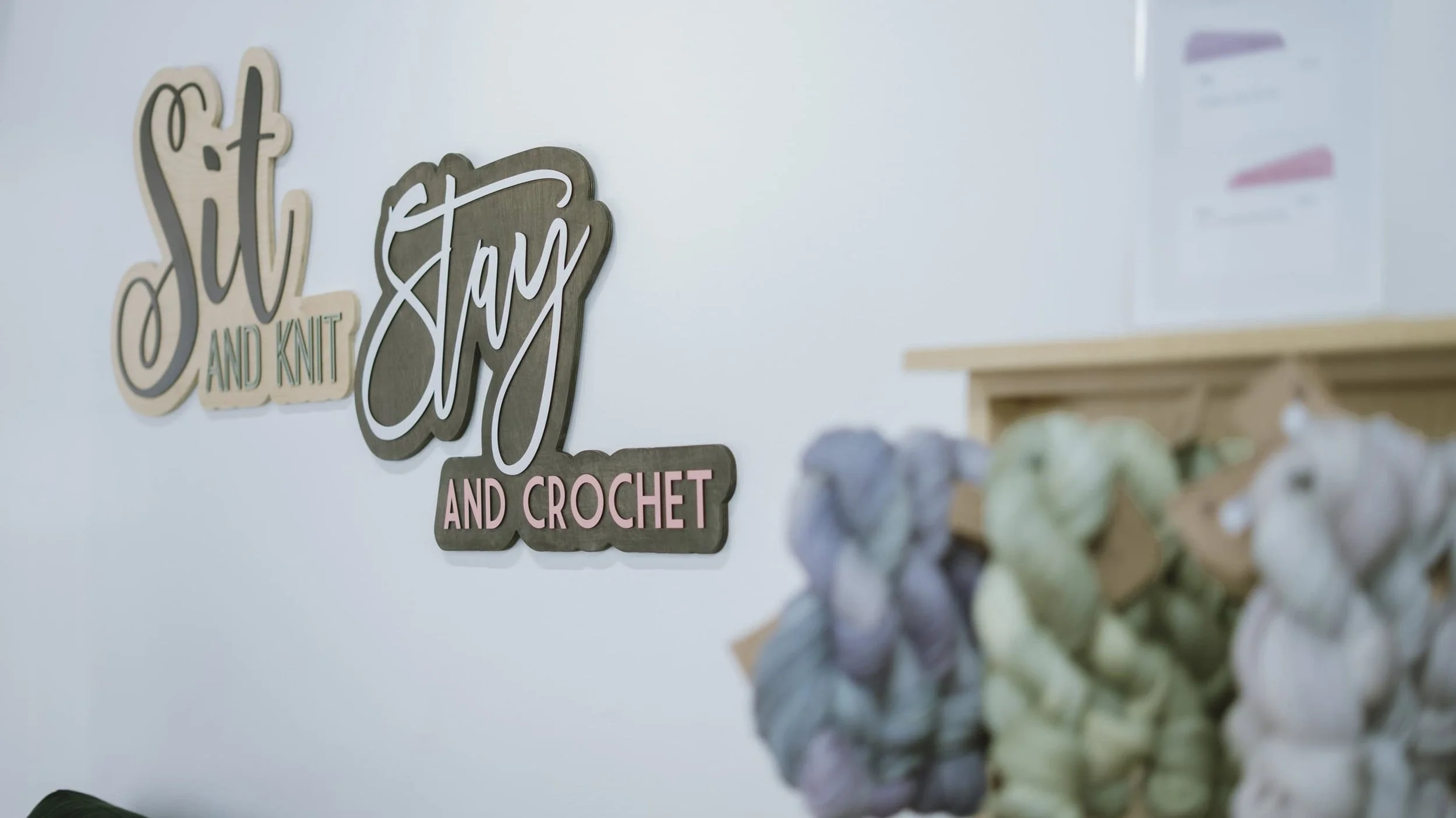 Knit night lounge event at AriYARN