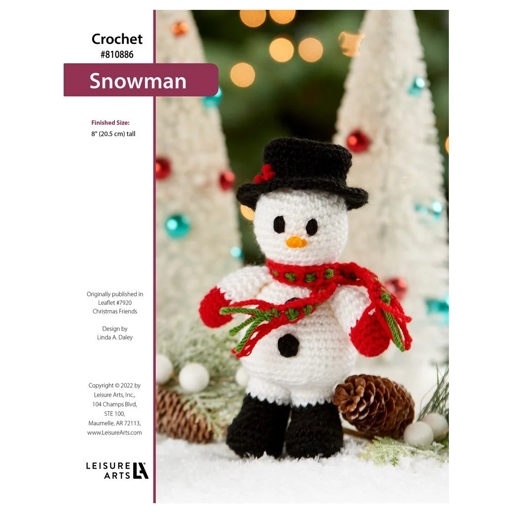 Leisure Arts holiday amigurumi crochet kit snowman 8 inches tall