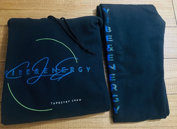 Custom printed black hoodie
