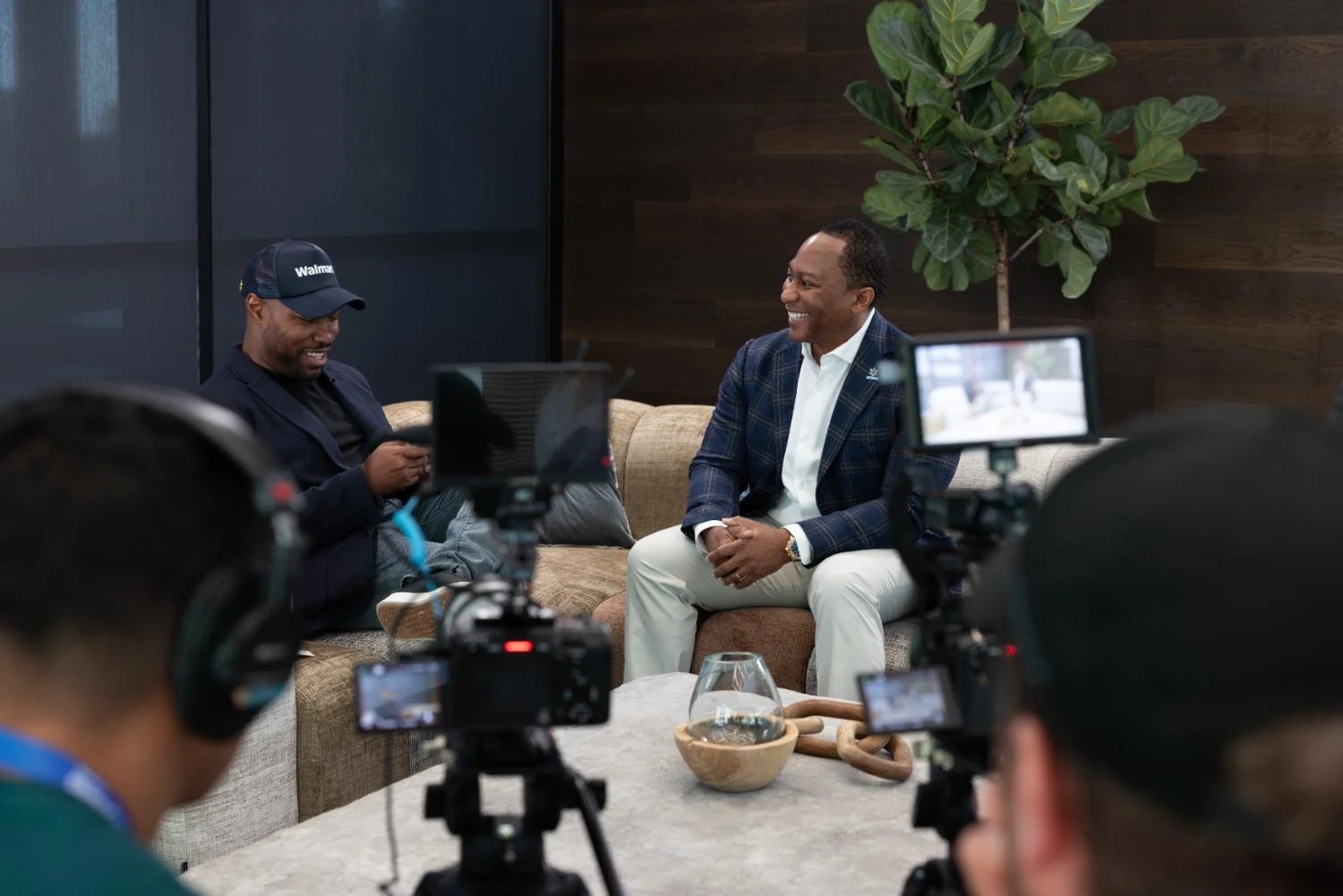 Rogue Dynamics producing an on-camera interview with Walmart leadership, three cameras rolling