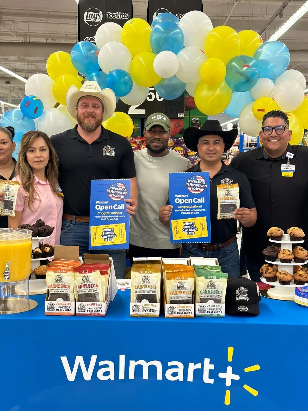Vaquero Bandido team celebrating their Walmart Open Call invitation in store