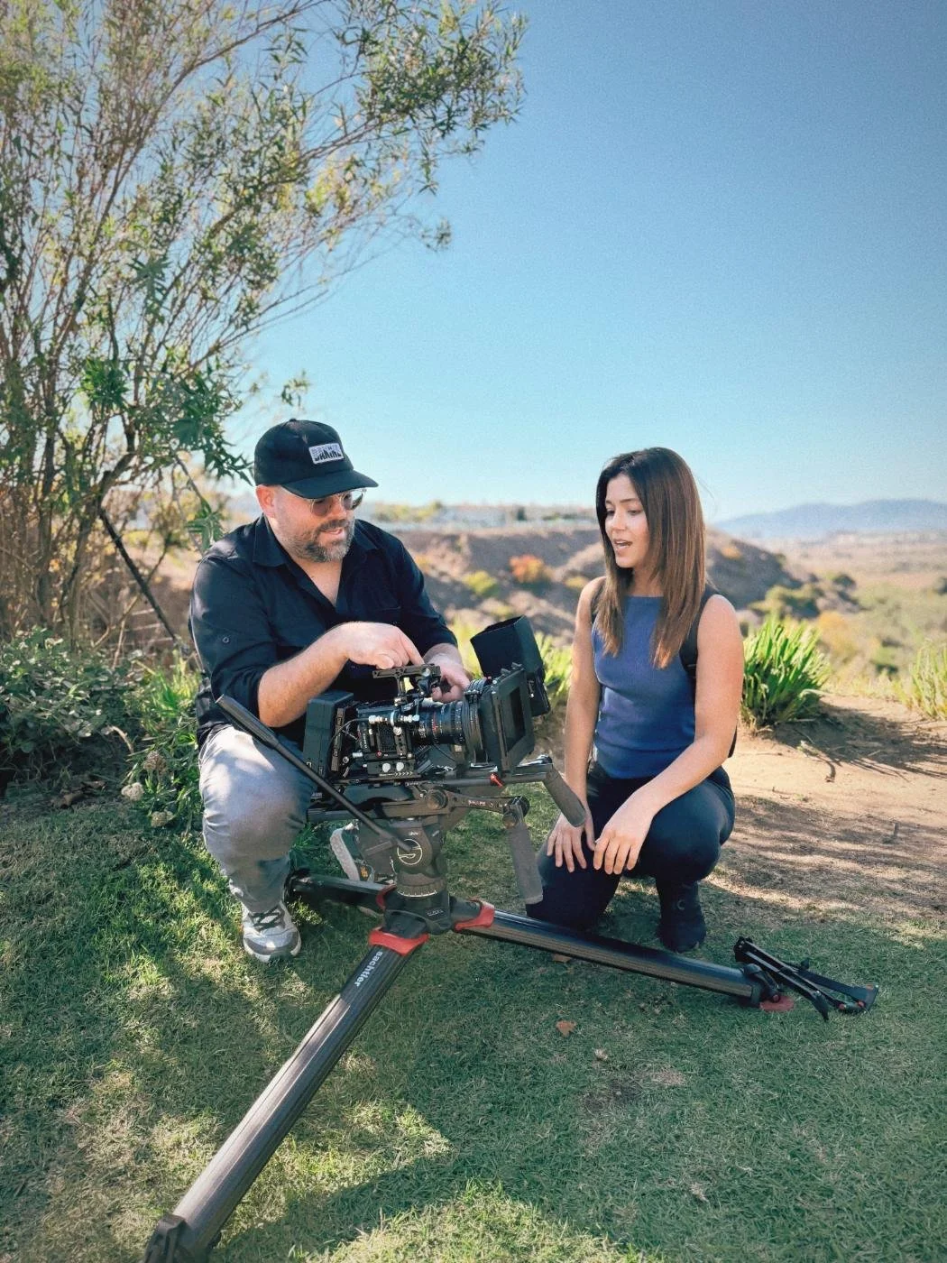 Rogue Dynamics crew setting up a camera on location outside Los Angeles